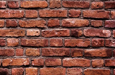 Brick wall with red brick texture for background.