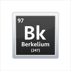 Berkelium symbol. Chemical element of the periodic table. Vector stock illustration.
