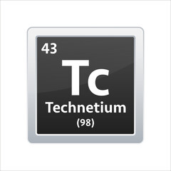 Technetium symbol. Chemical element of the periodic table. Vector stock illustration.