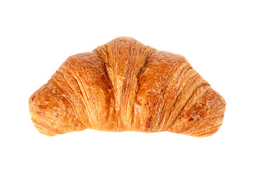 One croissant close-up isolated on a white background.