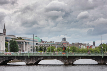 City of Dublin Ireland. River and bridge. River Liffey.
