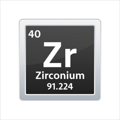 Zirconium symbol. Chemical element of the periodic table. Vector stock illustration