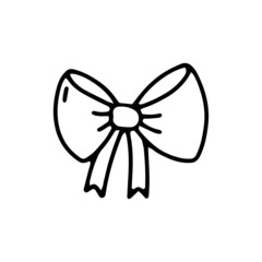 Vector linear bow. Hand drawn black and white sketch style illustration