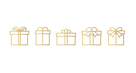 golden christmas present icons- vector illustration