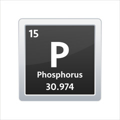 Phosphorus symbol. Chemical element of the periodic table. Vector stock illustration