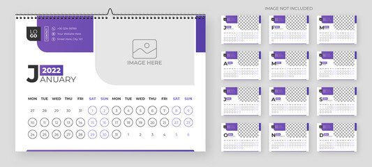 2022 Desk Calendar Print Ready Template, Print Ready 2022 Calendar design Template
