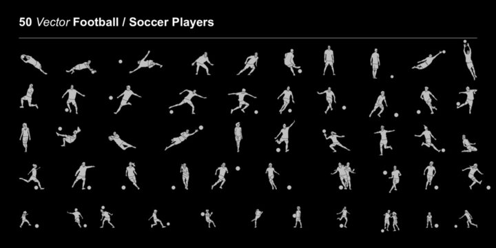 50 Joueurs de Football / Soccer - Vecteur