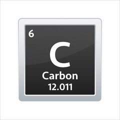 Carbon symbol. Chemical element of the periodic table. Vector stock illustration.