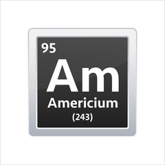 Americium symbol. Chemical element of the periodic table. Vector stock illustration.