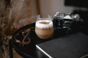 Delicious sweet coffee in a glass
