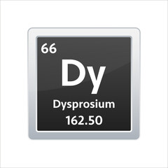 Dysprosium symbol. Chemical element of the periodic table. Vector stock illustration.