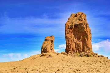 Famous rock and hiking area Roque Nublo, Gran Canaria, Canary Islands, Spain