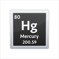 Mercury symbol. Chemical element of the periodic table. Vector stock illustration