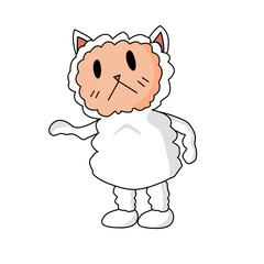 Cartoon flat sheep.Cute white sheep, cartoon animal character. Vector illustration.