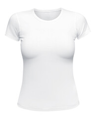 White T-shirt mockup women front used as design template. Tee Shirt female blank isolated on white