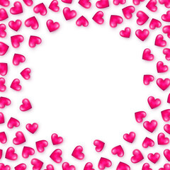 Pink hearts border with round empty space