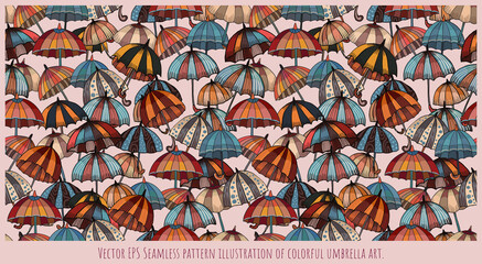 Seamless pattern illustration of colorful umbrella.