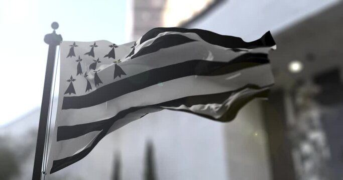 Brittany region flag waving.  Government politics and country news illustration