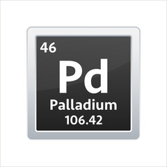 Palladium symbol. Chemical element of the periodic table. Vector stock illustration