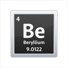 Beryllium symbol. Chemical element of the periodic table. Vector stock illustration.