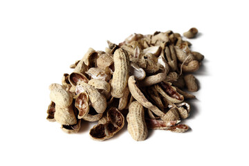 Peanut shell placed on a white background. Isolated.