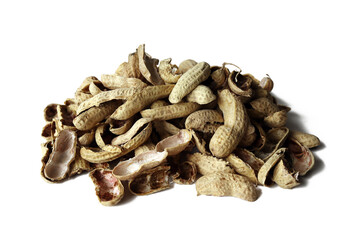 Peanut shell placed on a white background. Isolated.
