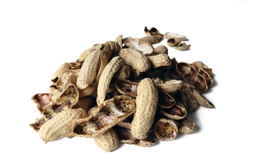 Peanut shell placed on a white background. Isolated.