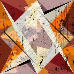 Poster abstract geometric background pattern, with triangles, squares, paint strokes and splashes © Kirsten Hinte