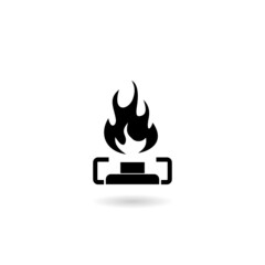 Kitchen gas stove icon with shadow