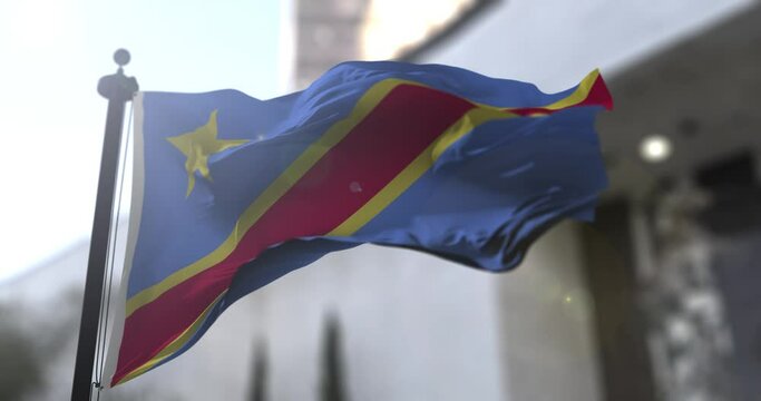 Democratic Republic of the Congo national flag waving.  Government politics and country news illustration