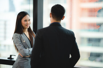 business manager team are meeting to discussion talk together in modern office