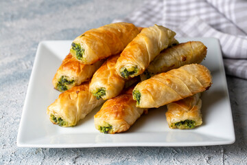 Turkish Tepsi Boregi, Round Borek, Tray pastry (Turkish name; rulo borek)