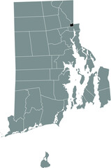 Fototapeta premium Black highlighted location map of the Central Falls inside gray administrative map of the Federal State of Rhode Island, USA