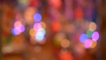 Bokeh background in warm colors. Street photography. FullHD aspect ratio