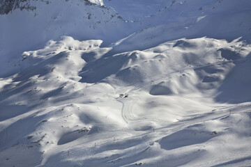 Ski run of Zugspitze mountain. Bavaria. Germany