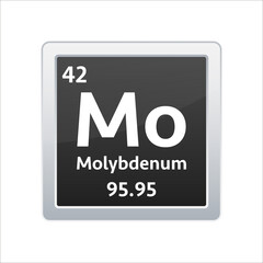 Molybdenum symbol. Chemical element of the periodic table. Vector stock illustration.