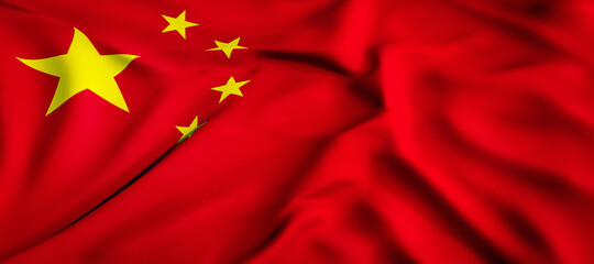 Waving flag concept. National flag of the People's Republic of China. Waving background. 3D rendering.