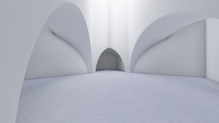 Architecture background gray arched interior 3d render