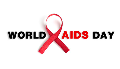 Aids Awareness Sign Red Ribbon. World Aids Day concept.  Healthcare and medical concept, World Aids Day.