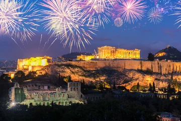 Rolgordijnen Famous skyline of Athens, Greece © neirfy