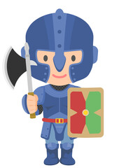 斧と盾を装備した戦士　ゲームキャラクター