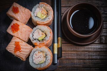 Sushi- delicious menu Fastfood- restaurant concept