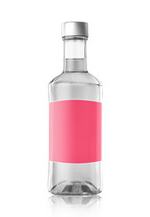 bottle of pure vodka with pink label