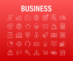 Global network connection. Business line icon set. Marketing network. Money line icon set. Vector stock illustration
