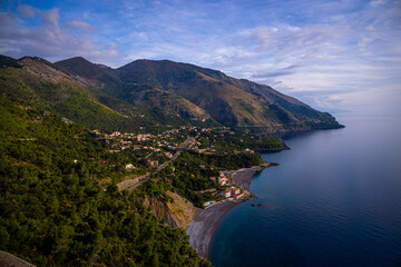 Naklejka na ściany i meble Beautiful Italian west coast in the bay of Sapri in Italy - travel photography