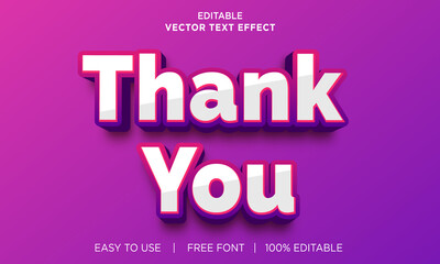 Thank you editable 3D text effect Premium Vector