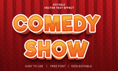 Comedy show editable 3D text effect Premium Vector