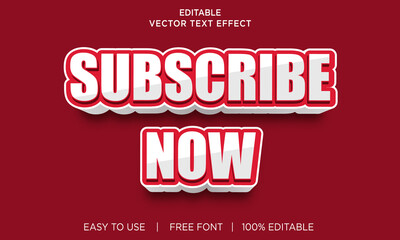 Subscribe now editable 3D text effect Premium Vector