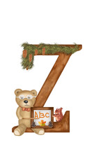  Do you know how the bear is having fun in autumn?Capital Letter Z. The original children's autumn alphabet with a wonderful teddy bear, which learns the letters with kids.