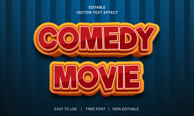 Comedy movie editable 3D text effect Premium Vector